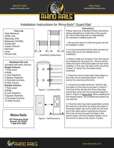 Guardrail - Installation Instructions