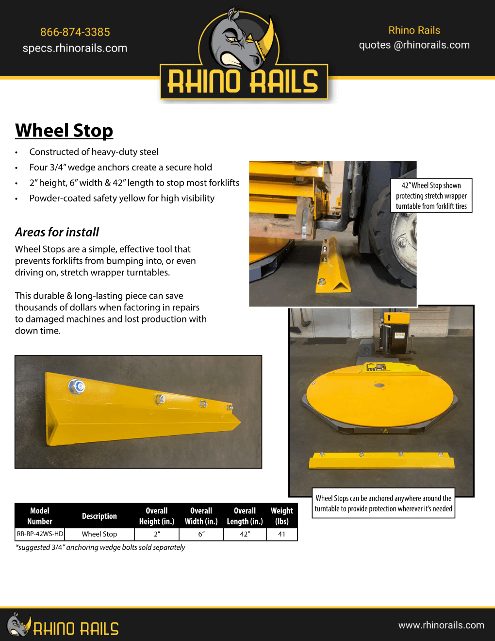 Forklift Wheel Stop - Product Information Sheet - Photo