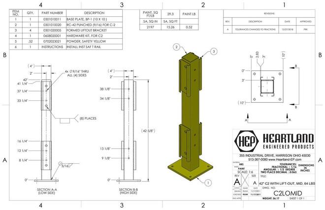 42in C2 Guardrail Column (Lift-Out Mid) - Photo