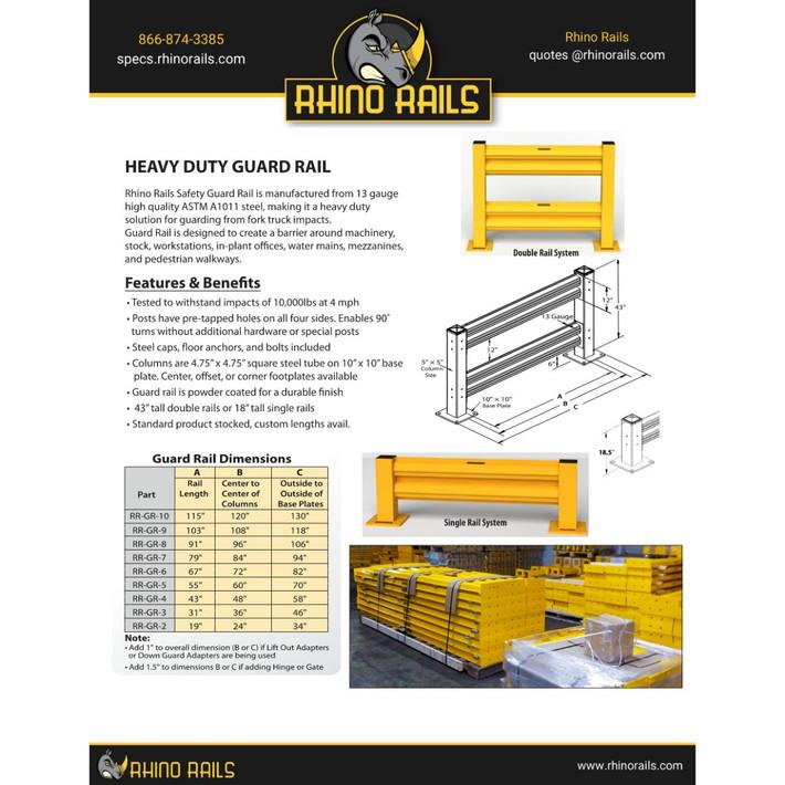 Rhino Rails RR-GR Heavy Duty Warehouse Guardrail